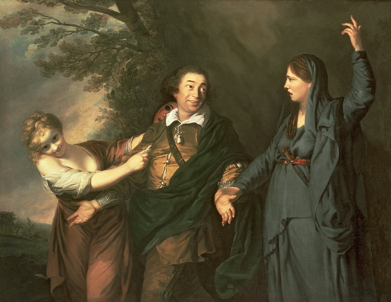 David Garrick (1717-79) zwischen den Musen der Tragödie und Komödie, 1760-61 von Joshua Reynolds