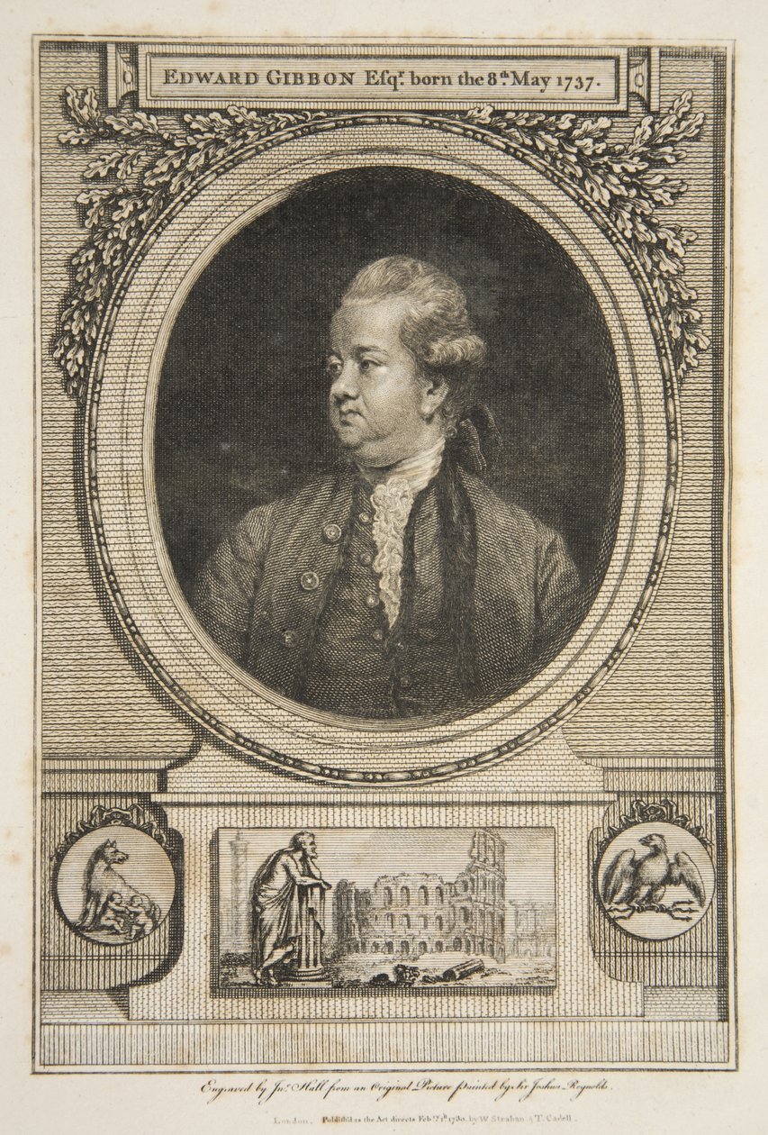 Edward Gibbon, Esq., veröffentlicht 1730 (Gravur) von Joshua (after) Reynolds