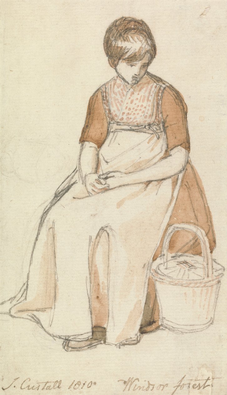 Sitzendes Mädchen mit einem Korb von Joshua Cristall