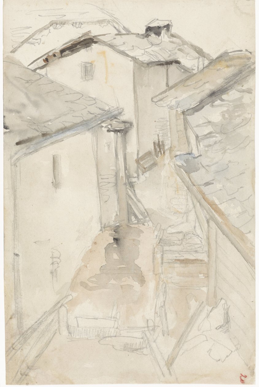 Gasse zwischen alten Häusern von Jozef Israëls