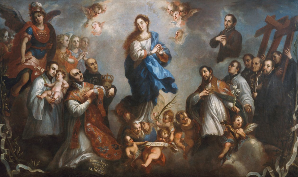 Die Unbefleckte Empfängnis mit Jesuiten von Juan Francisco de Aguilera