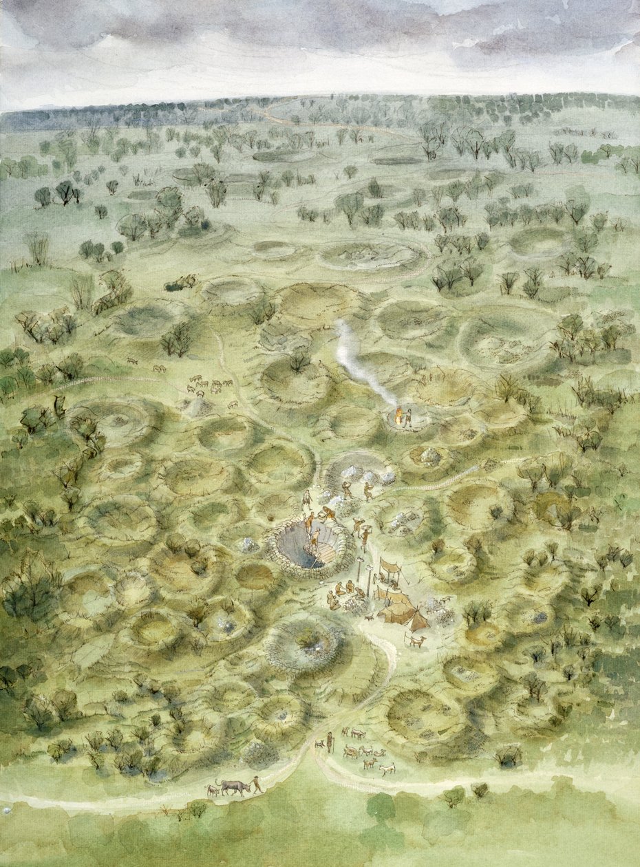 Grimes Graves um 2000 v. Chr. von Judith Dobie