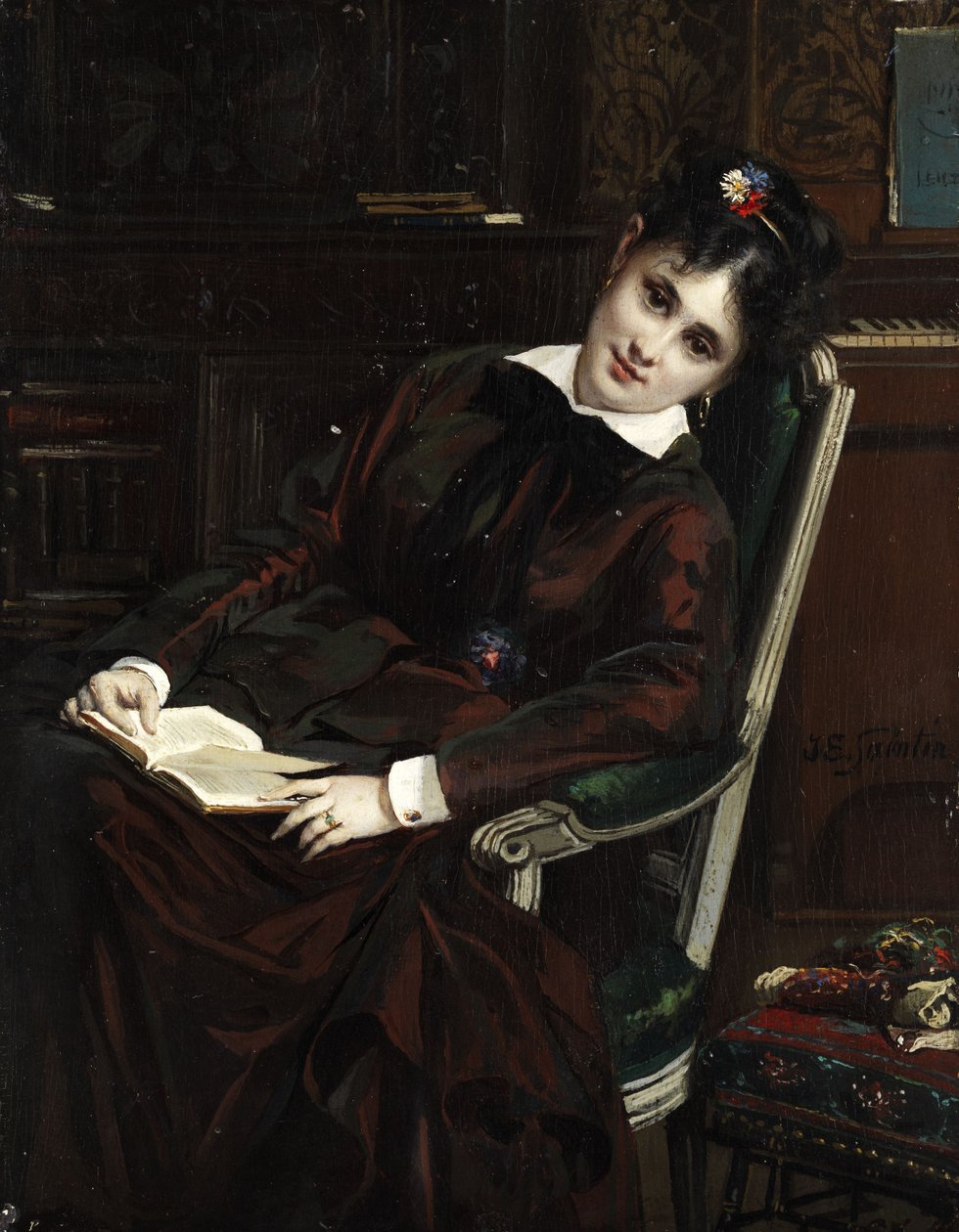 Junge Frau bei der Lektüre von Jules Emile Saintin