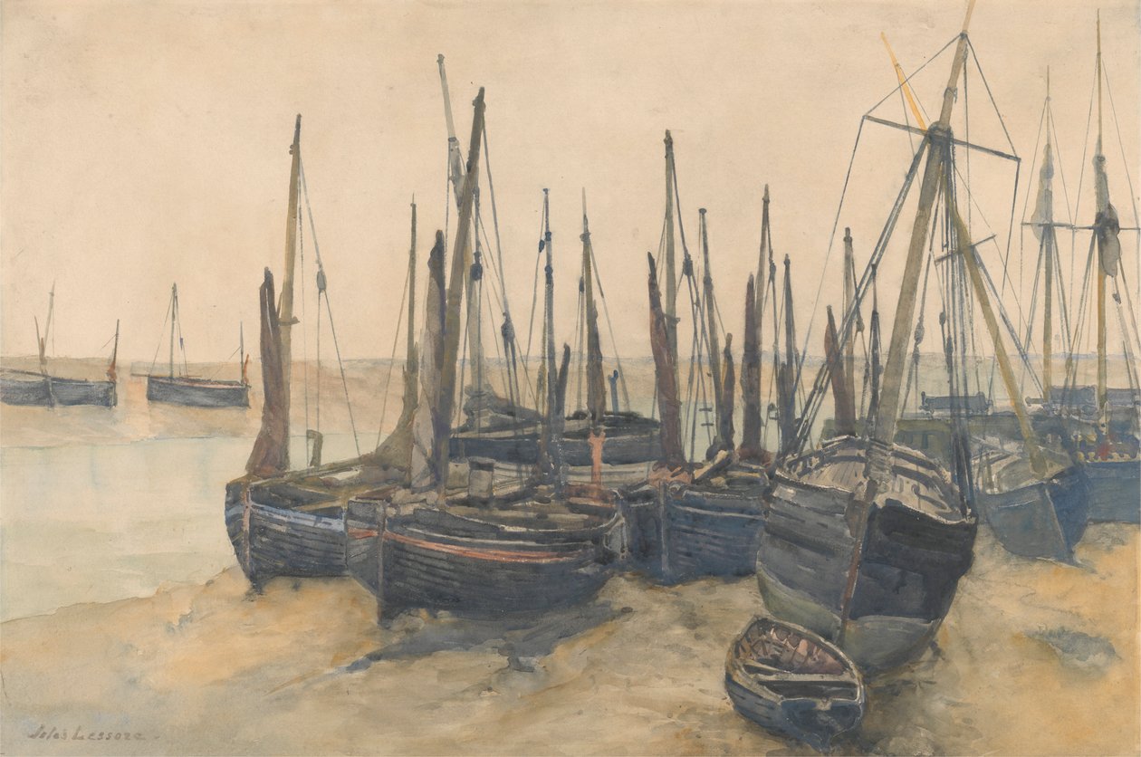 Fischerboote vor Anker von Jules Lessore