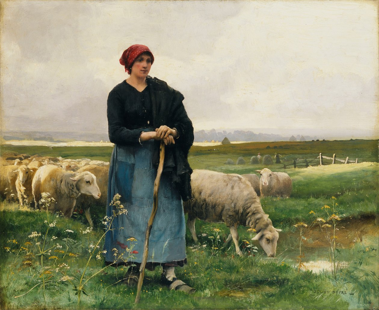 Eine Schäferin mit ihrer Herde von Julien Dupre
