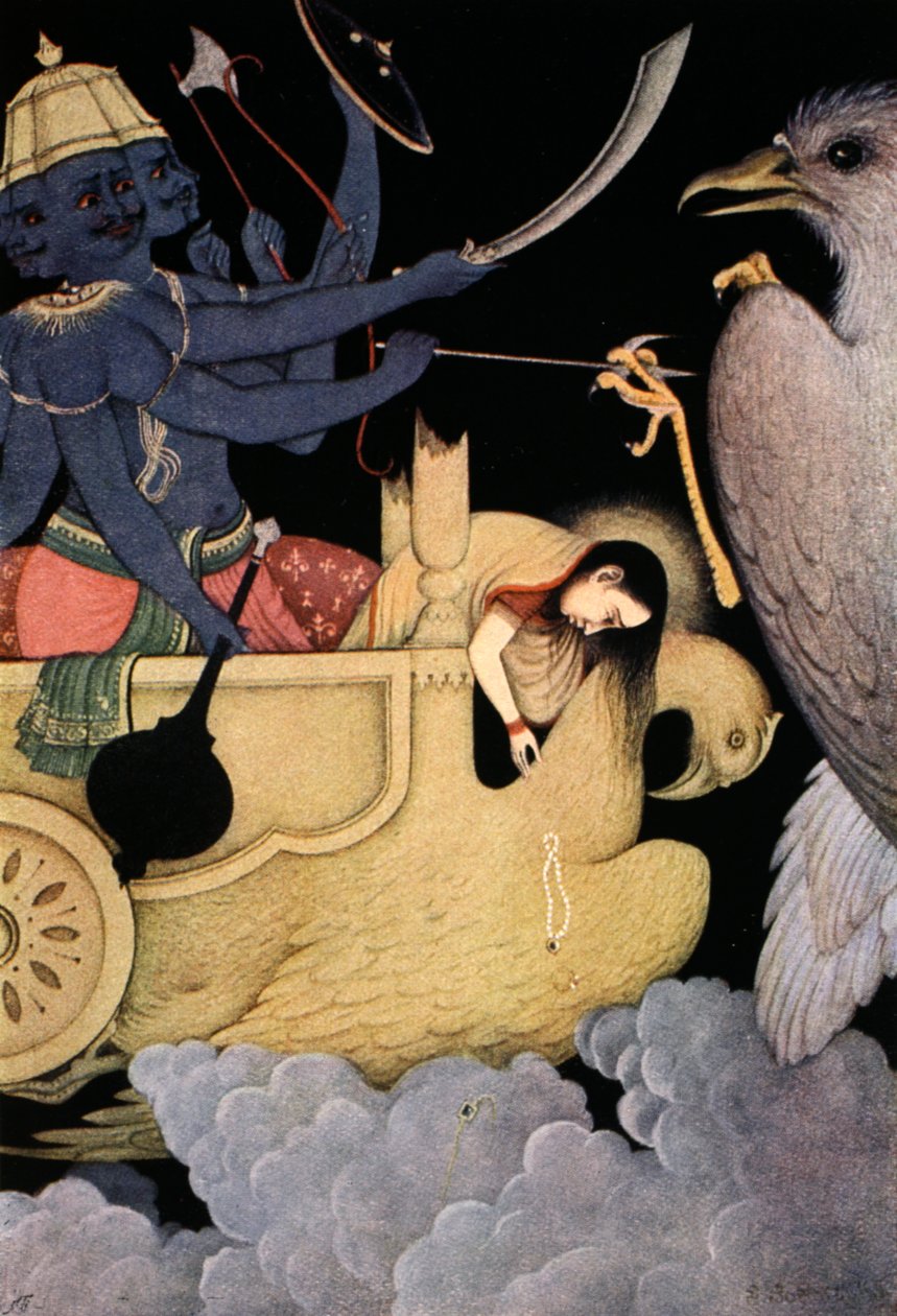 Ravana kämpft mit Jatayu von K Venkatappa