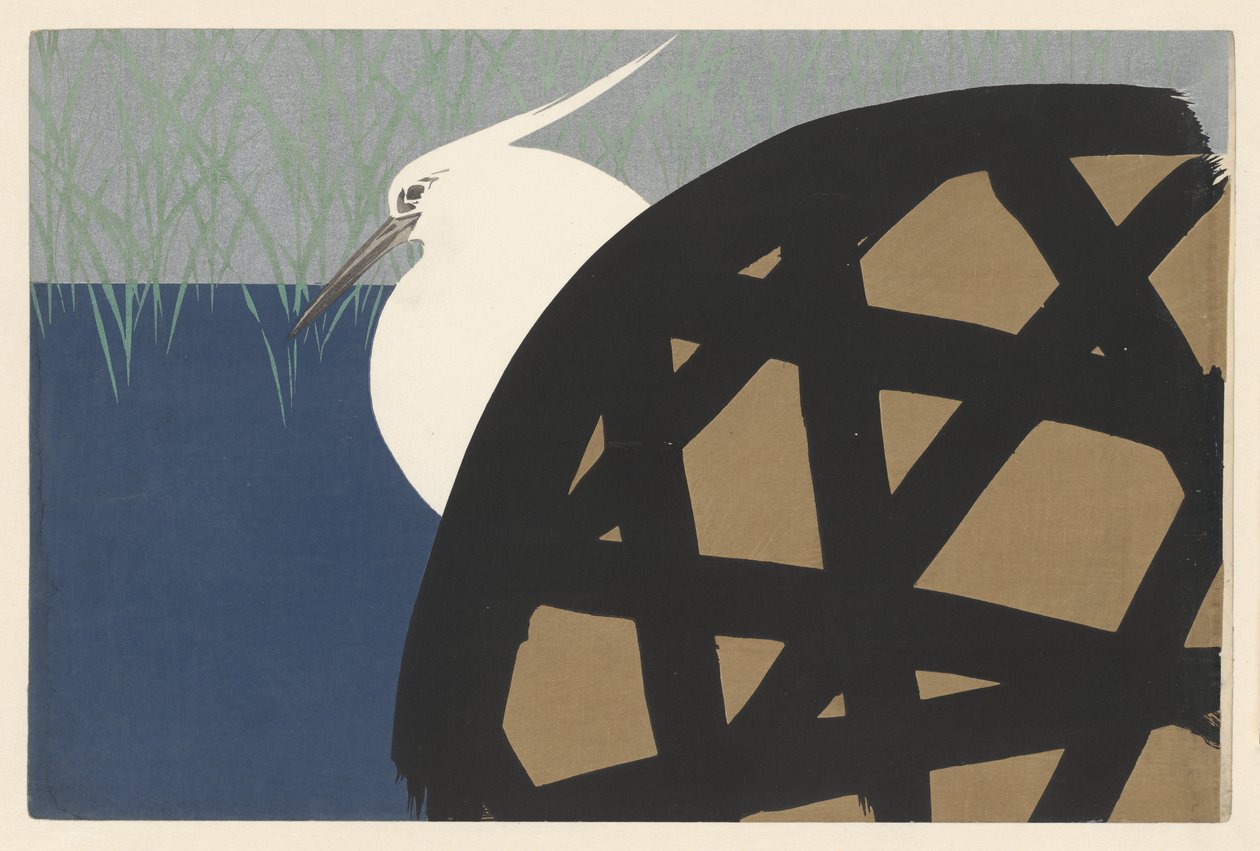 Weißer Reiher, 1909 (Holzschnitt) von Kamisaka Sekka
