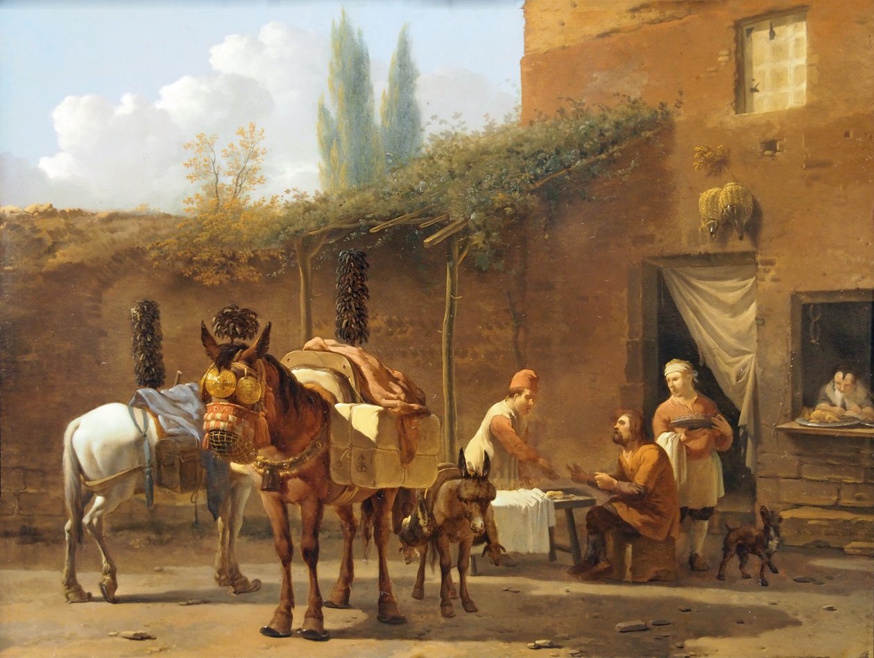 Maultiertreiber an einem Gasthaus von Karel Dujardin