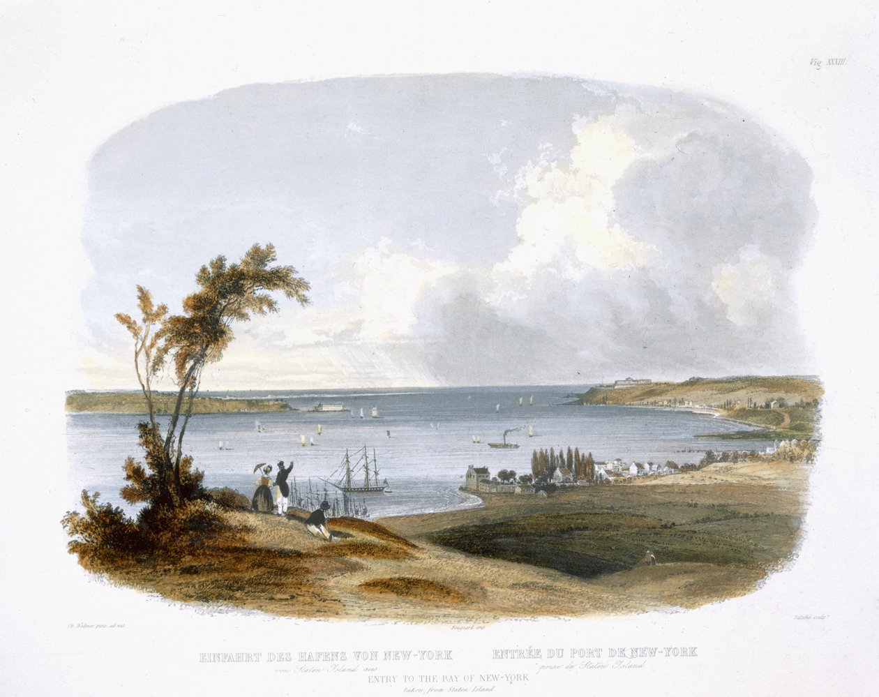 Einfahrt in die Bucht von New York von Staten Island aus gesehen, Platte 33 aus Band 1 von 