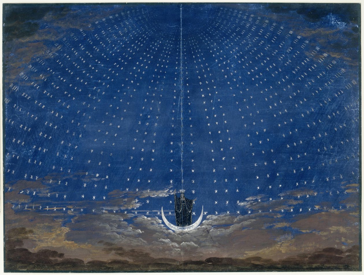 Bühnenbild für die Königin der Nacht (in Mozarts Zauberflöte) von Karl Friedrich Schinkel