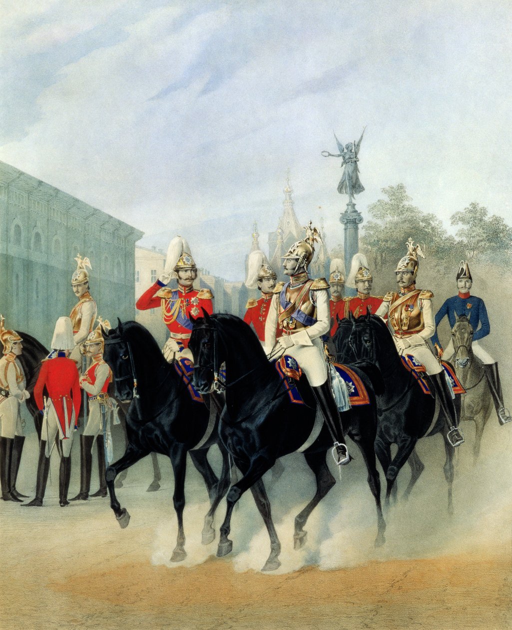 Kaiser Nikolaus I. (1796-1855) und Großherzog Alexander (1845-94) in St. Petersburg, 1843 von Karl Karlovich Piratsky