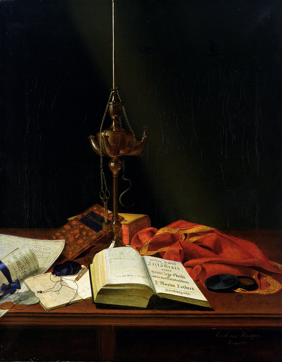 Stillleben mit einer Bibel, 1821 von Karl von Bergen