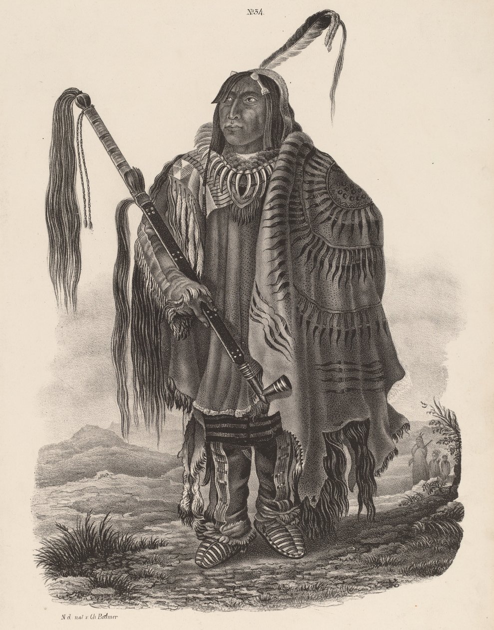 Ein Monitari-Indianer, 1839 von Karl Bodmer