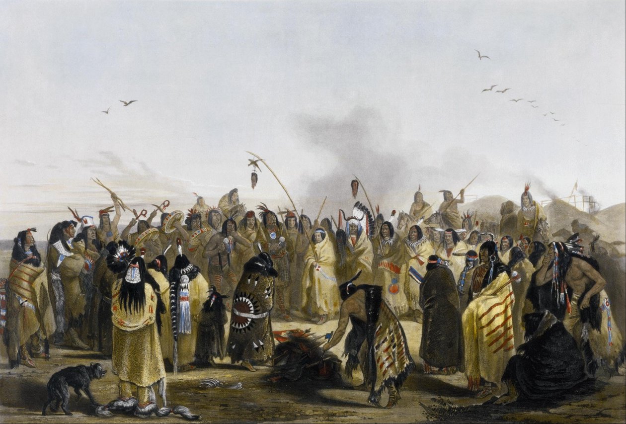 Skalptanz der Minitarres von Karl Bodmer
