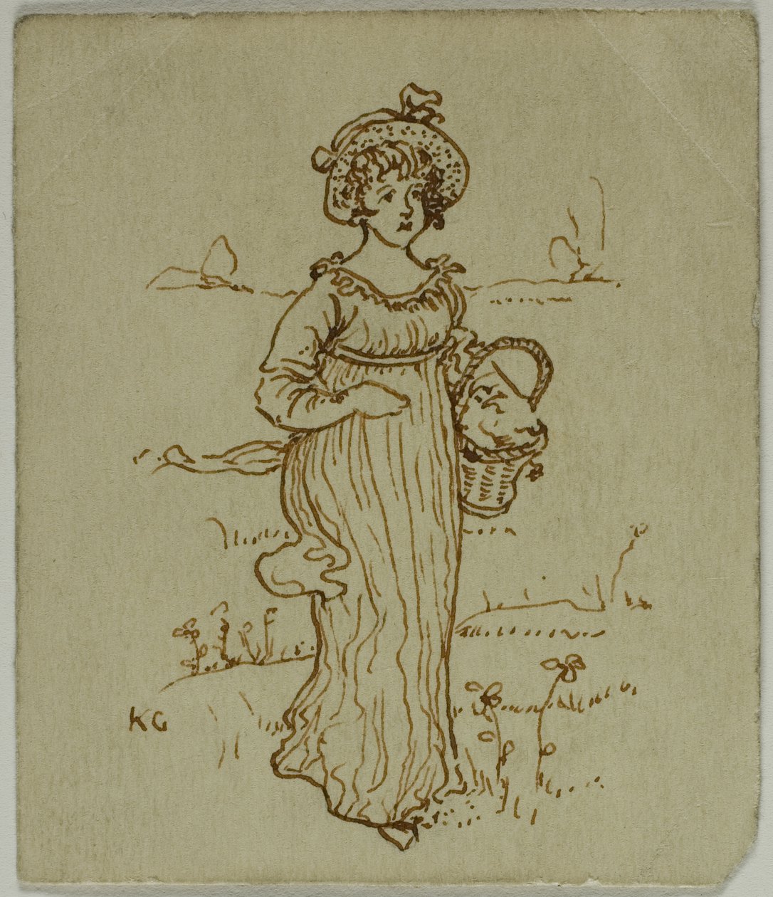 Mädchen mit Korb von Kate Greenaway