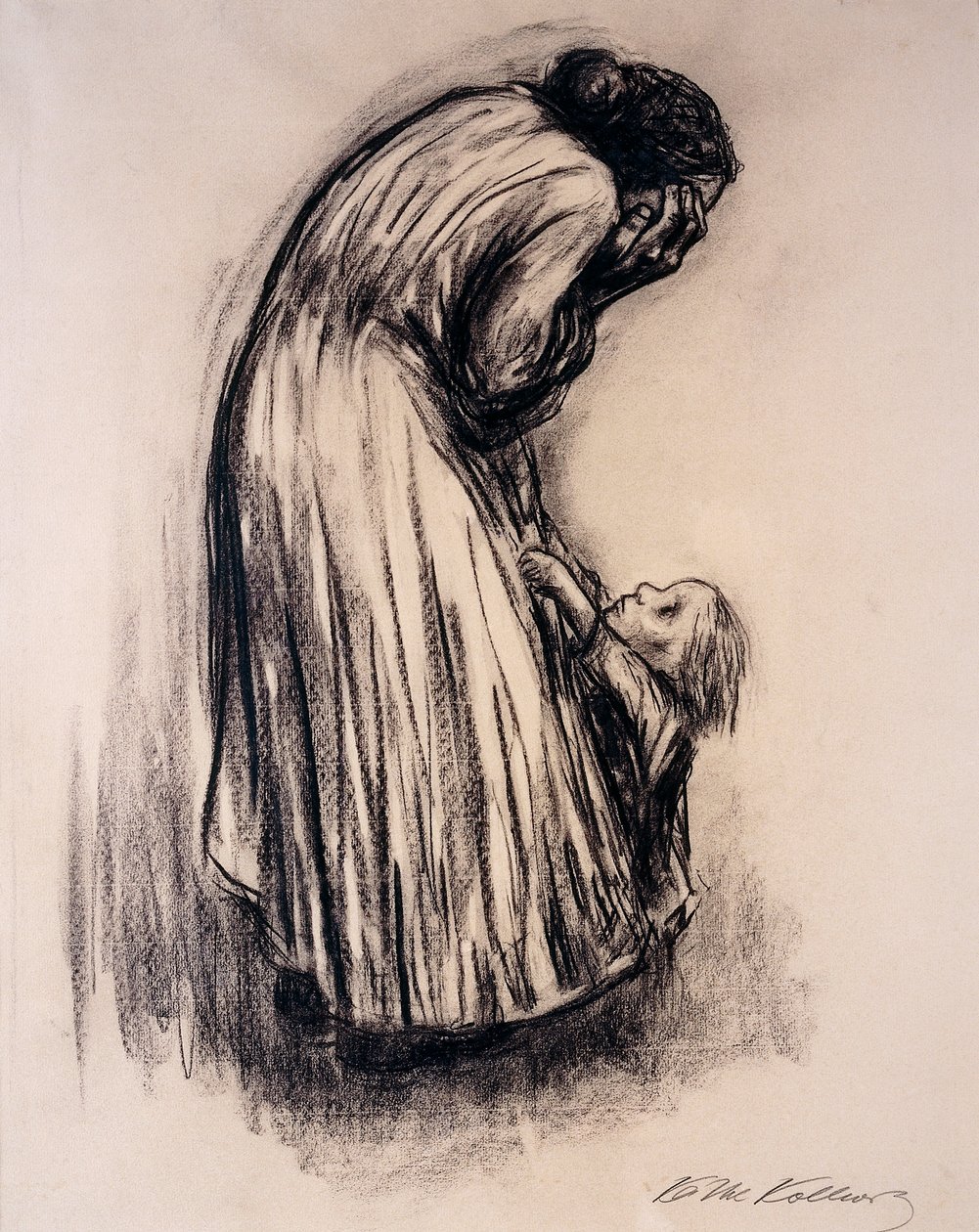 Verzweifelte Frau mit Kind von Käthe Kollwitz