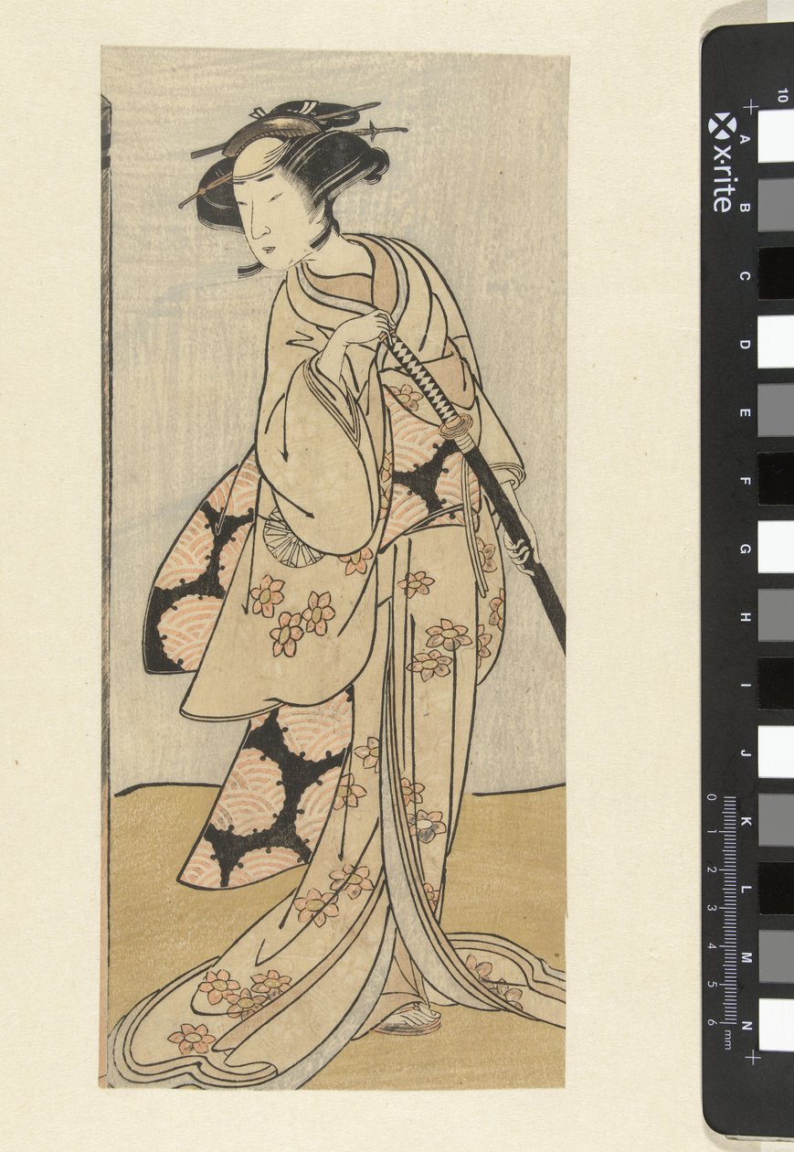 Schauspieler mit Schwert in Frauenrolle von Katsukawa Shunsho (attributed to)