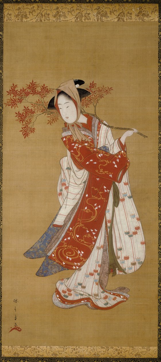 Tänzerin mit einem Ahornzweig von Katsukawa Shunsho