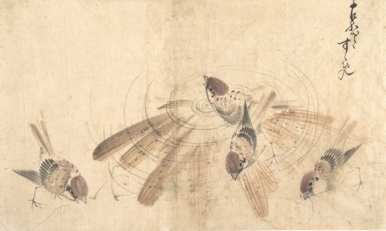 Sperlinge von Katsushika Hokusai