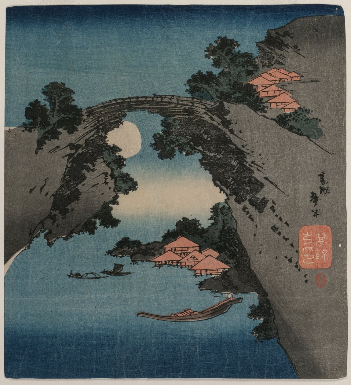 Die Affenbrücke, frühe 1830er Jahre von Katsushika Taito II