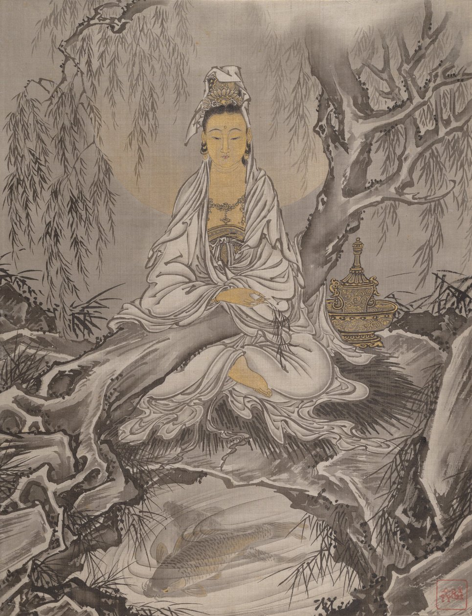 Weißgekleidete Kannon, ca. 1887 von Kawanabe Kyosai