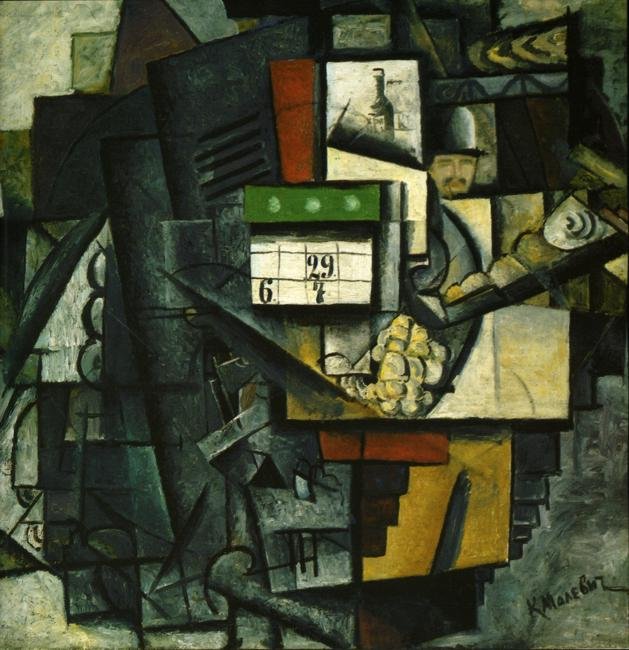Dame an einer Straßenbahnhaltestelle von Kazimir Severinovich Malevich