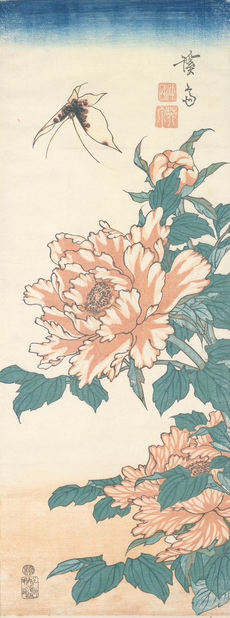 Schmetterling und Baum-Pfingstrose von Keisai Eisen