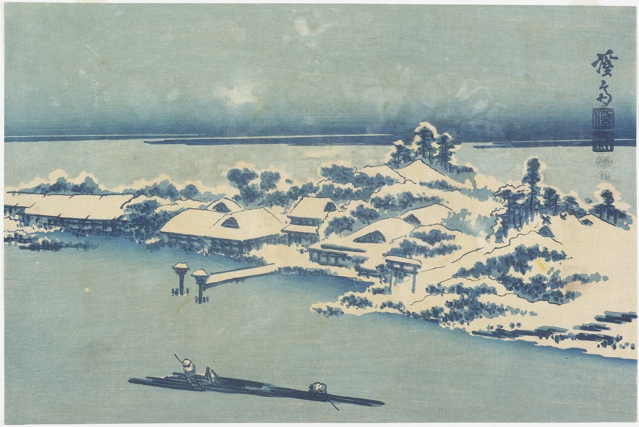 Insel-Dorf im Schnee, ca. 1824-1848 von Keisai Eisen