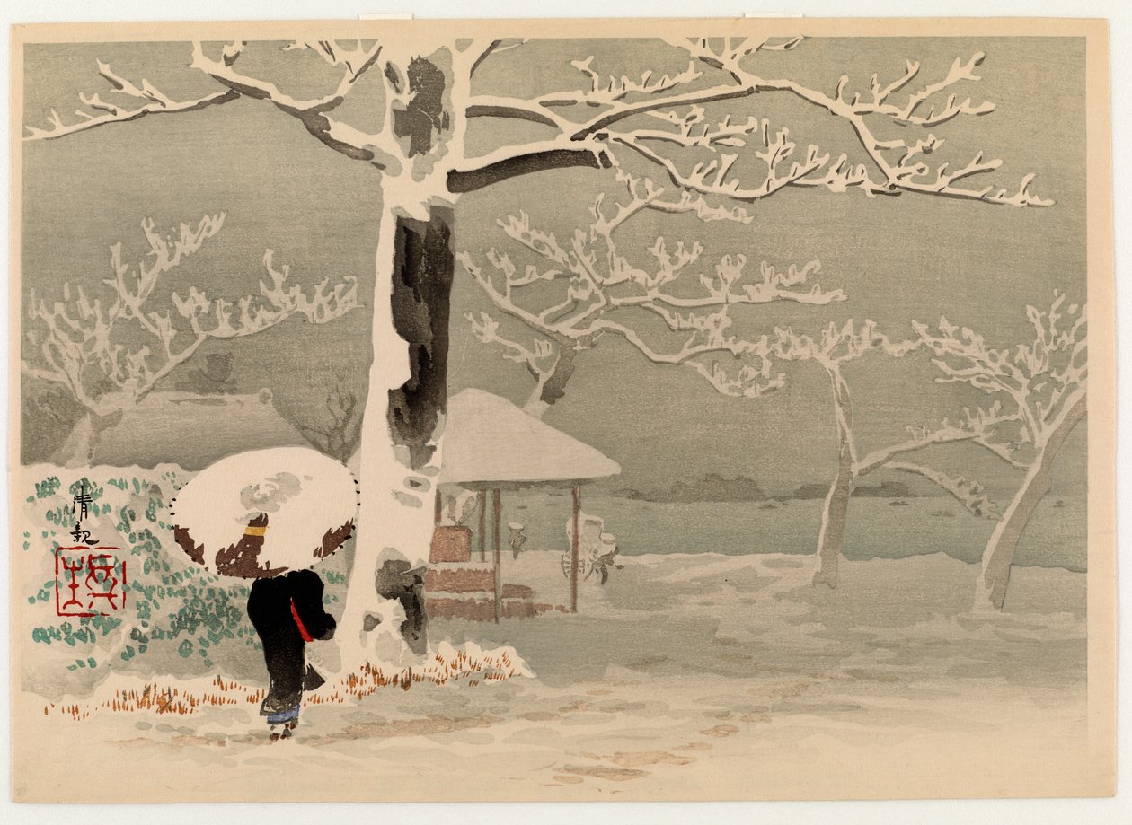 Schnee am Sumida-Fluss, ca. 1930er von Kobayashi Kiyochika