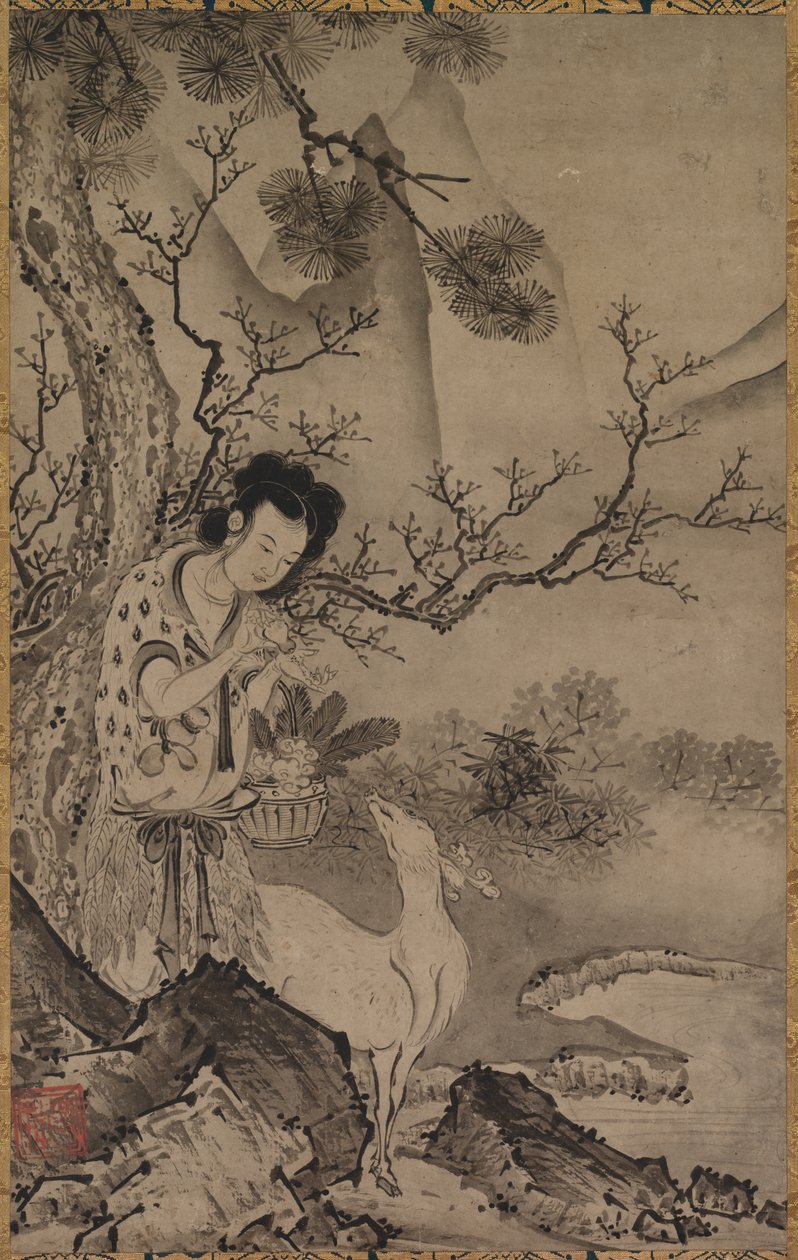 Weibliche Daoistische Figur in Landschaft von Koboku