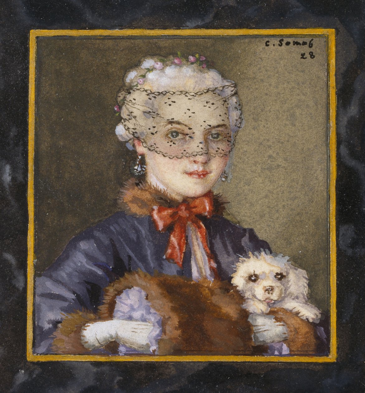 Dame mit einem Hund, 1928 von Konstantin Andreevic Somov