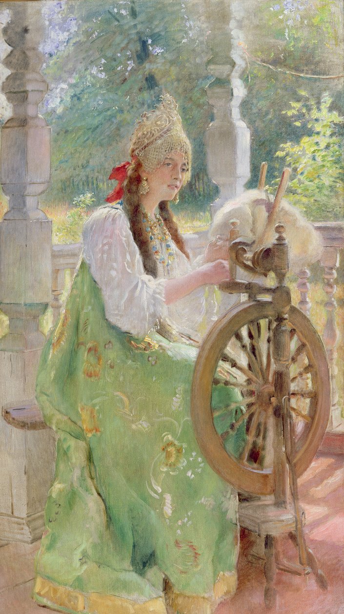 Am Spinnrad von Konstantin Egorovich Makovsky