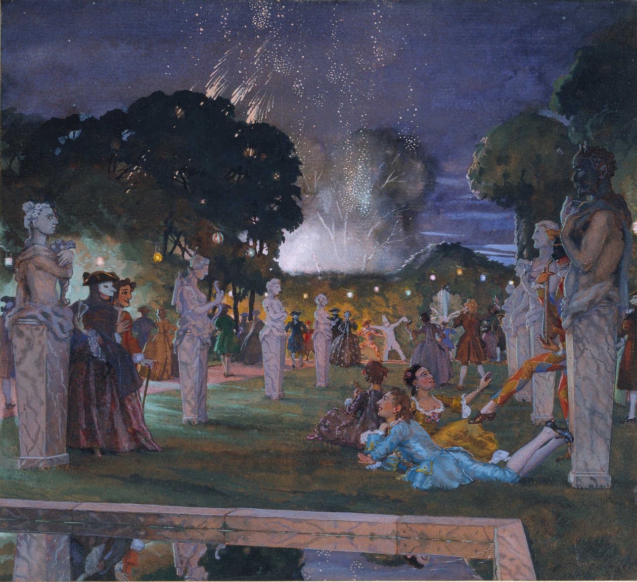 Feste in der Umgebung von Venedig, 1930 von Konstantin Somov