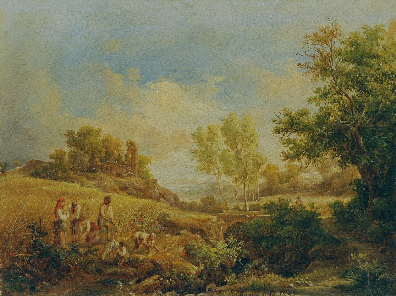 Landschaft mit Heuernte von Károly Markó d. Ä.