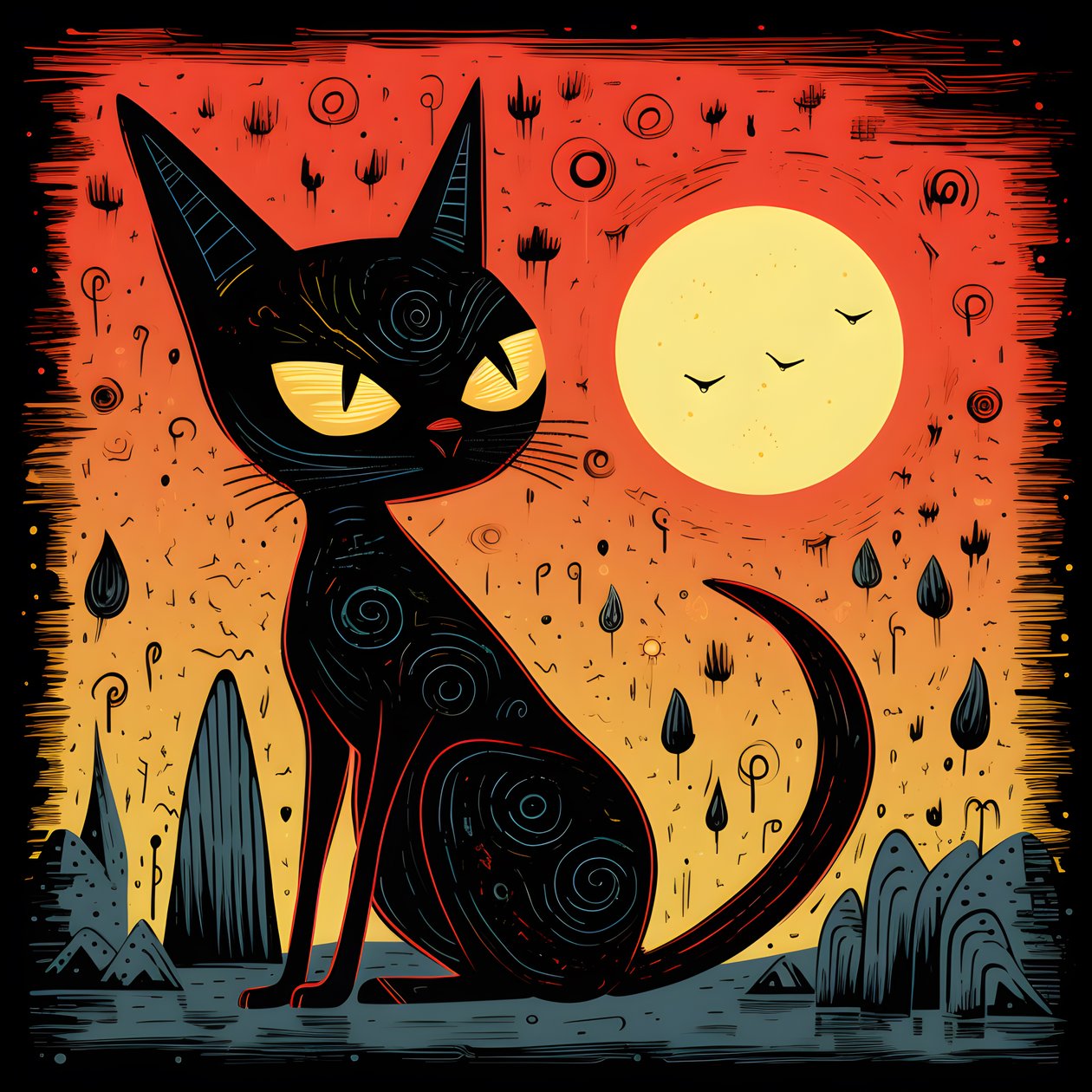 Cartoon skurrile Sphinx-Katze 2 von Kurt Heppke