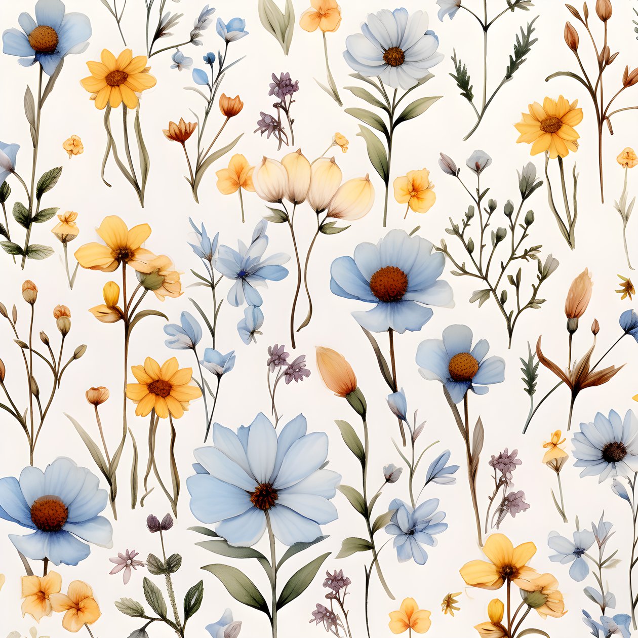 Aquarell Boho Blumenwiesen 2 von Kurt Heppke