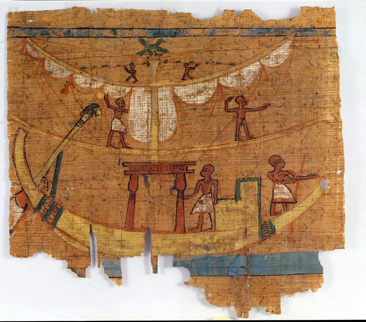 Einschiffung auf einem Fluss (Papyrus) von Late Period Egyptian