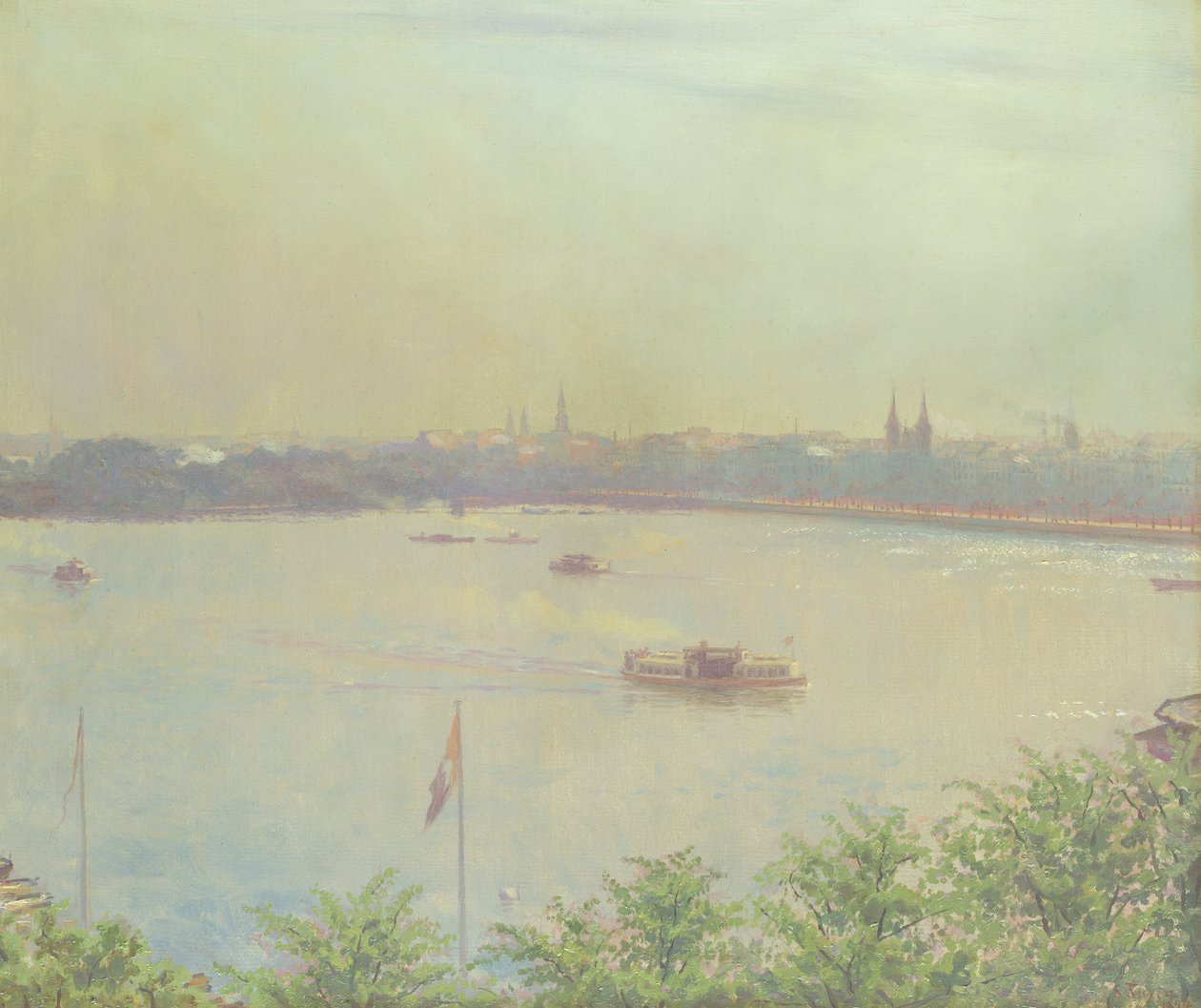 Blick auf den Inneren Alstersee, 1894 von Laurits Regner Tuxen