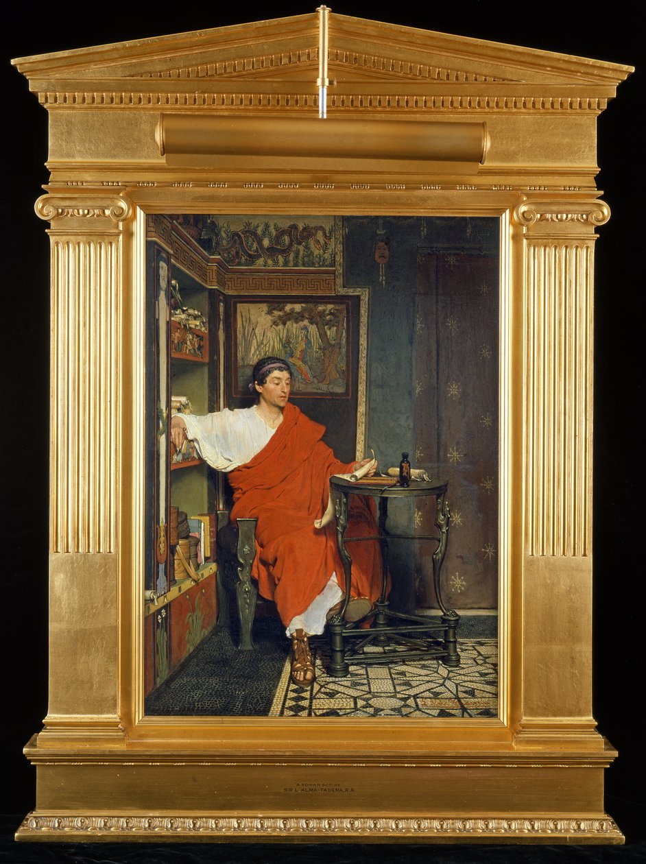 Ein Römischer Schreiber, der Depeschen schreibt, 1865 von Lawrence Alma Tadema