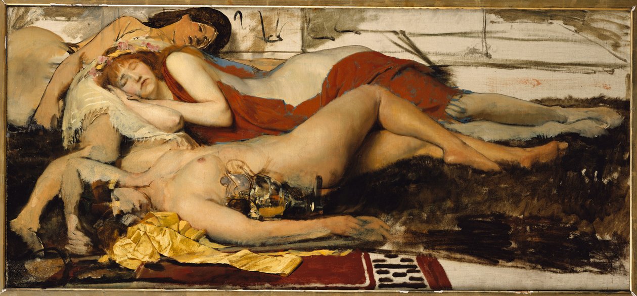 Erschöpfte Maeniden, ca. 1873-74 von Lawrence Alma Tadema