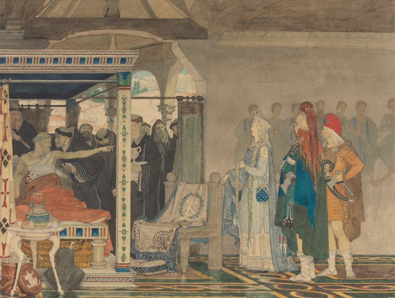 Fredegonda am Sterbebett von Praetextatus von Lawrence Alma Tadema