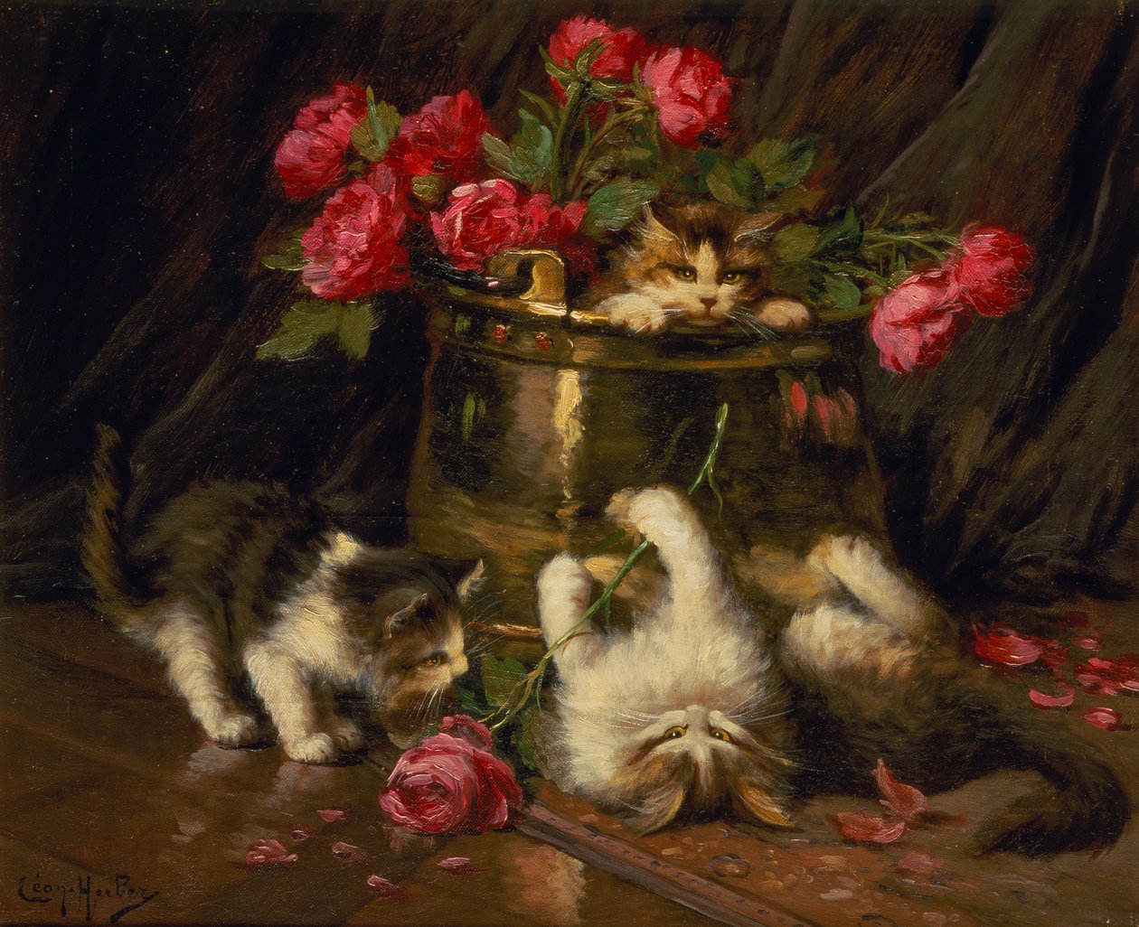 Verspielte Kätzchen von Leon Charles Huber