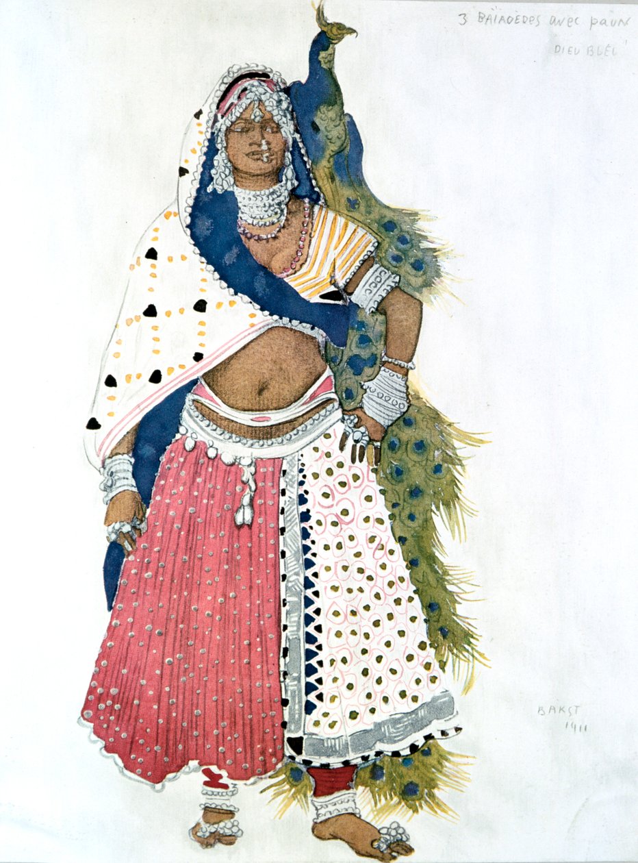 Bayadere mit Pfau, Ballettkostümentwurf, 1911 von Leon Bakst