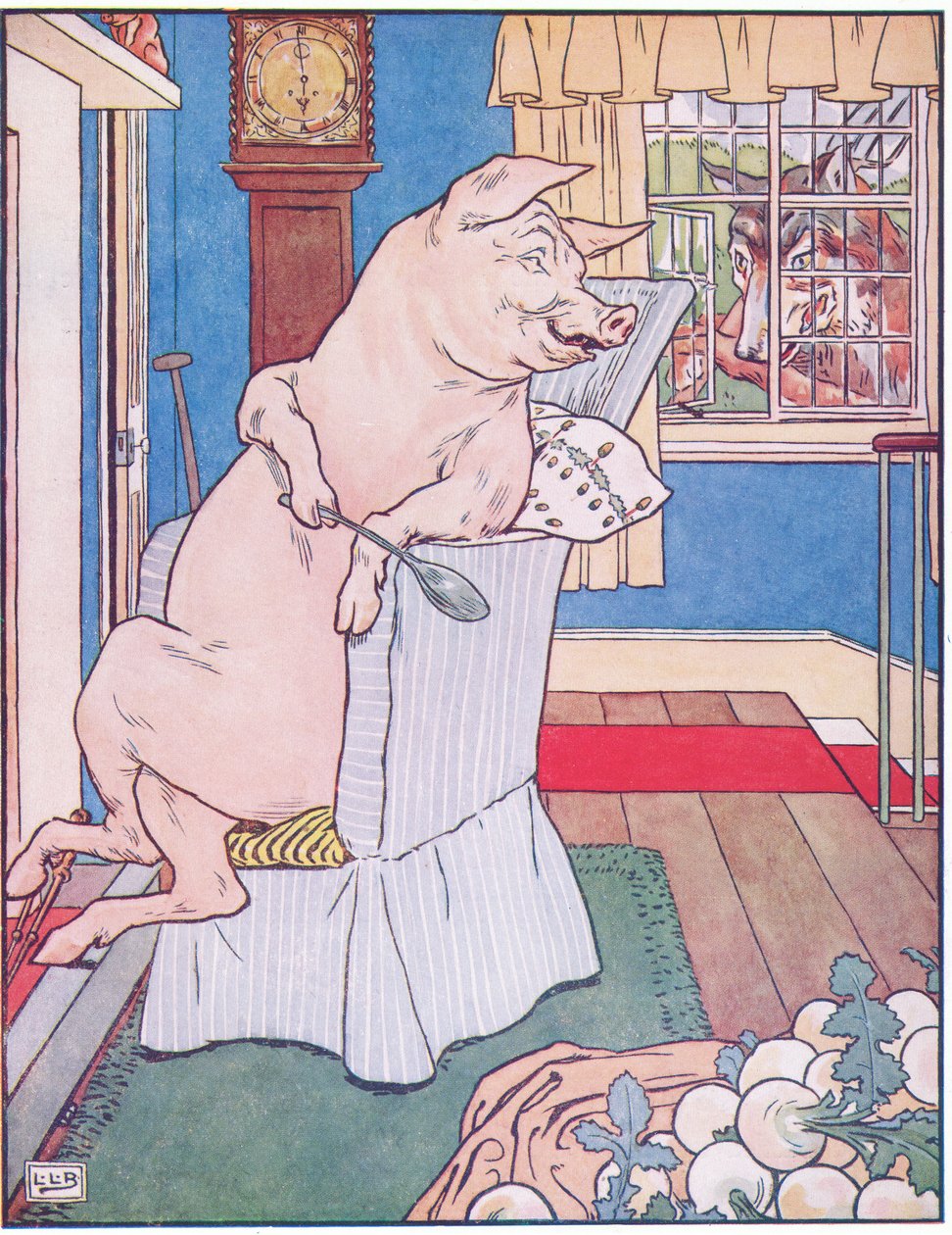 Als der Wolf kam, sagte er, kleines Schwein, bist du bereit von Leonard Leslie Brooke