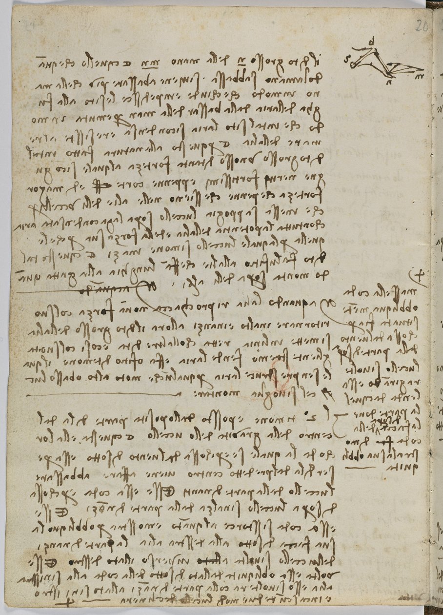 Flug der Vögel, c. 1505-06, Manuskript, Blatt 13 (verso) von Leonardo da Vinci