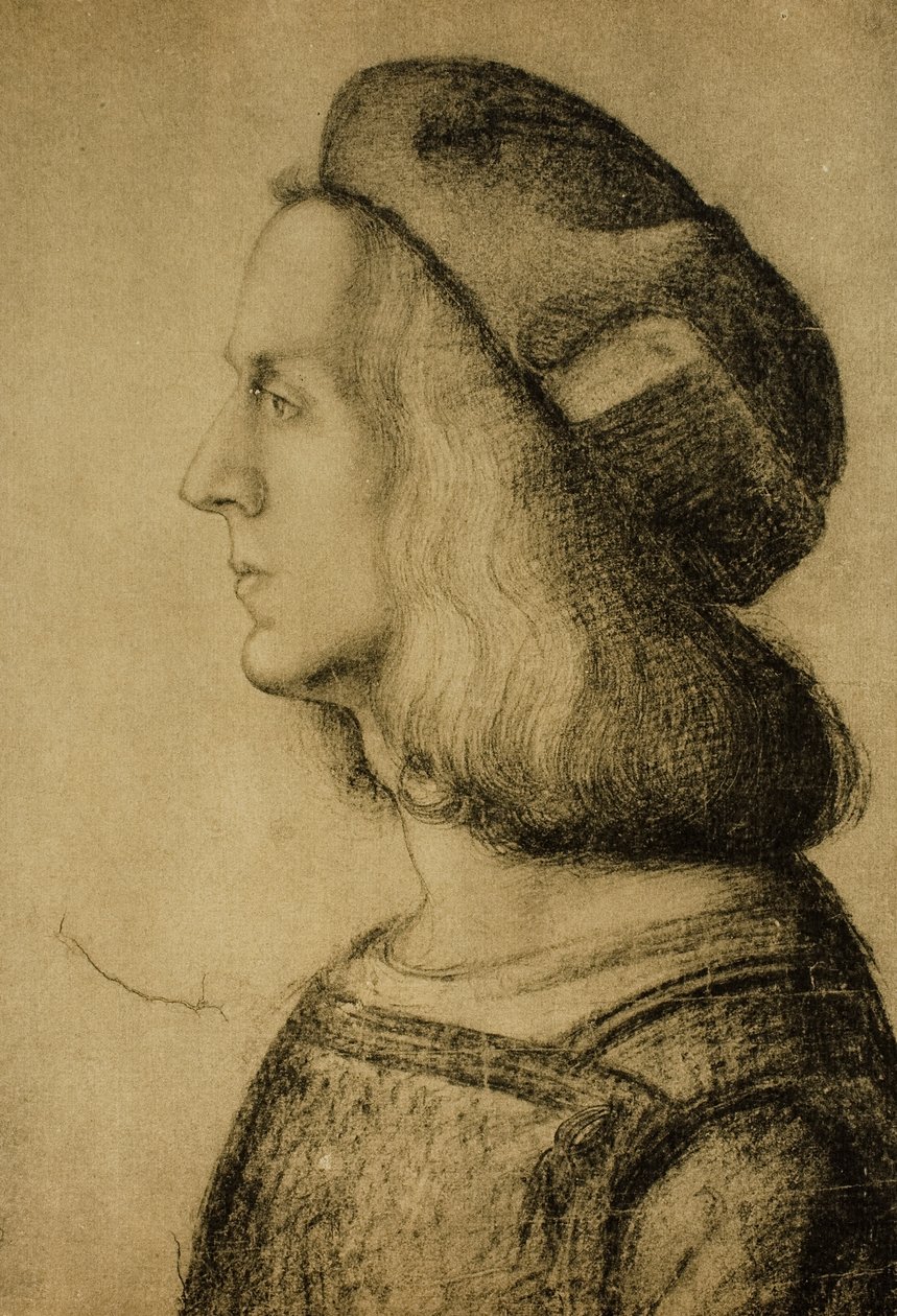 Büste eines Mannes im Profil, Zeichnung von Leonardo da Vinci. Gabinetto dei Disegni e delle Stampe, Uffizien, Florenz von Leonardo da Vinci