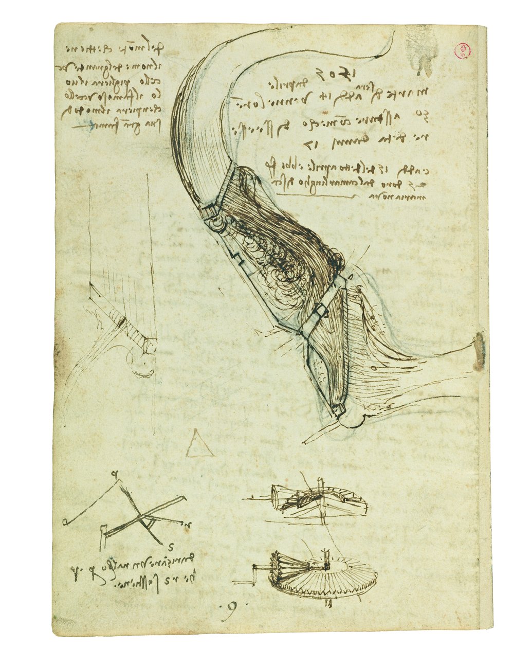Codex über den Vogelflug, Folio 18 verso von Leonardo da Vinci