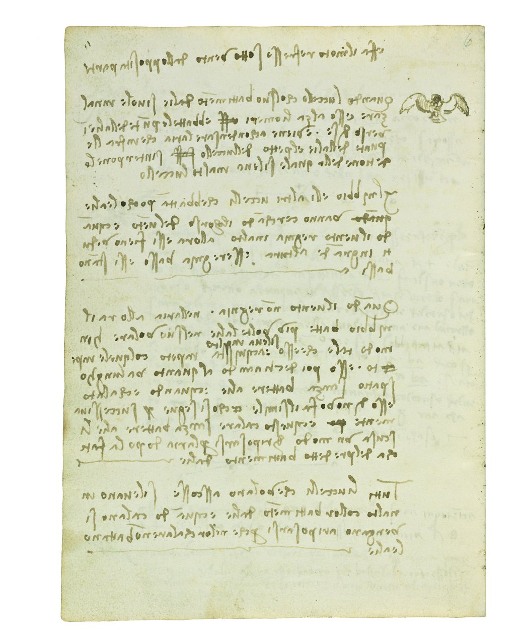 Codex über den Vogelflug, Folio 5 verso von Leonardo da Vinci