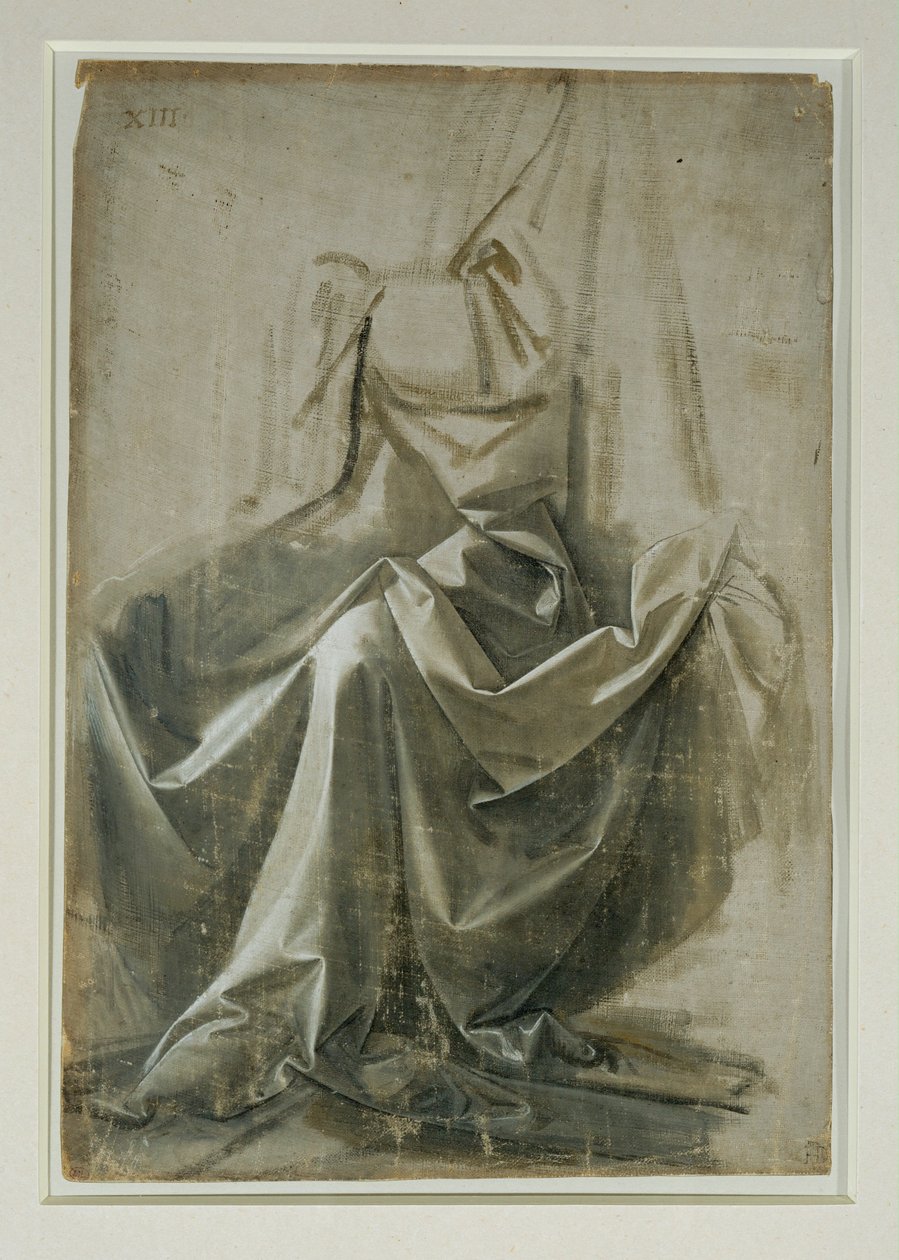 Draperie für eine sitzende Figur von Leonardo da Vinci