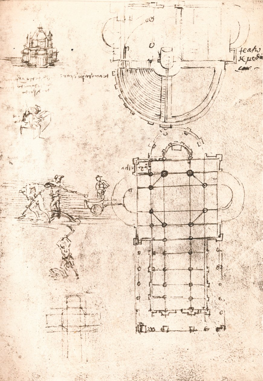 Zeichnung von Kirchen von Leonardo da Vinci